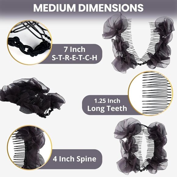 Stretch Banana Clip for Fine Thin Thick Curly Hair Elastic Double Comb Hair Acce main image 6